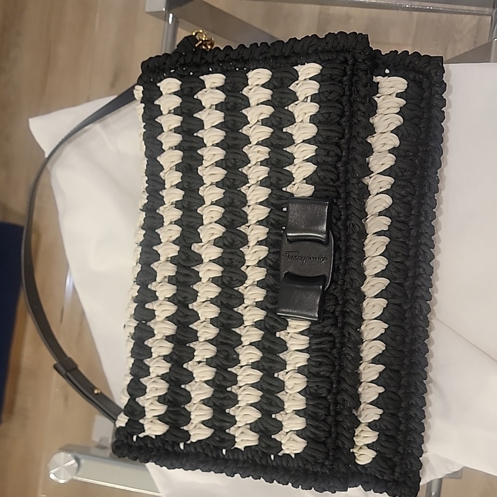 Salvatore Ferragamo viva bow crochet handbag